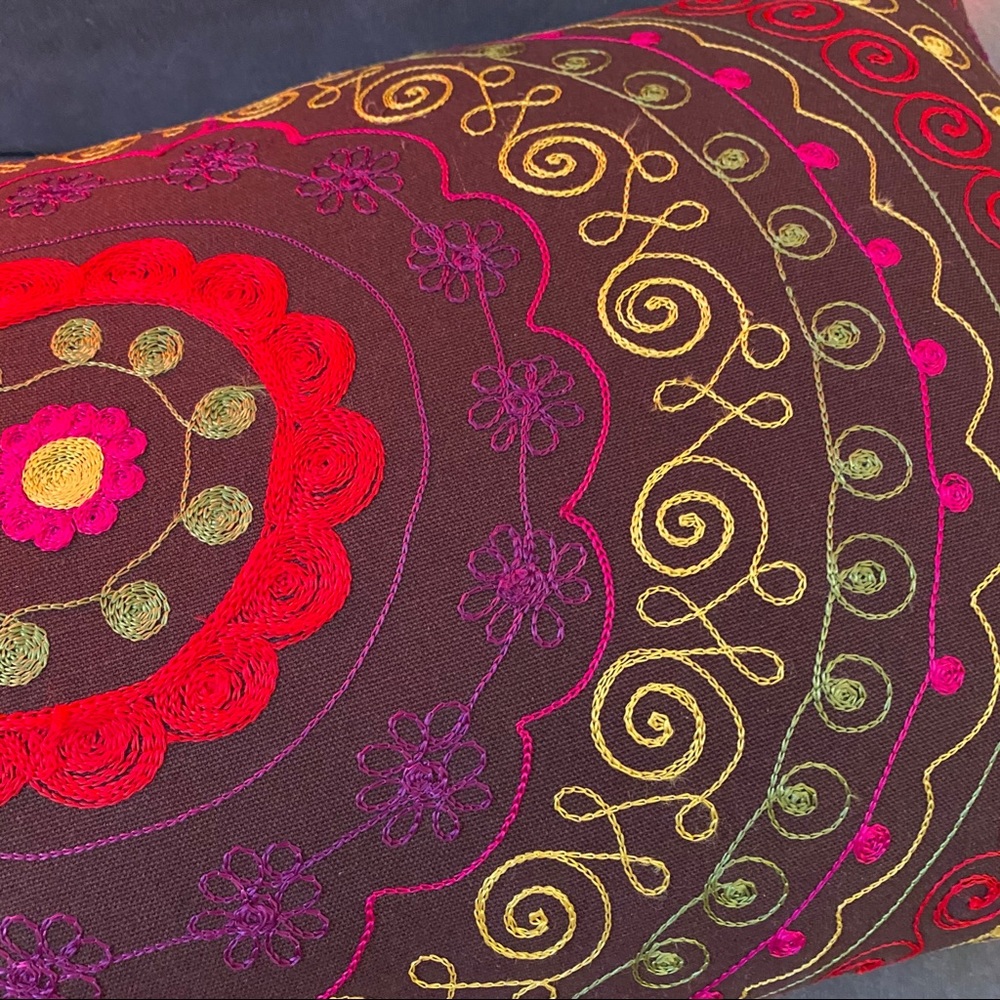 BoHo Embroidered Throw Pillow - Picture 4 of 5